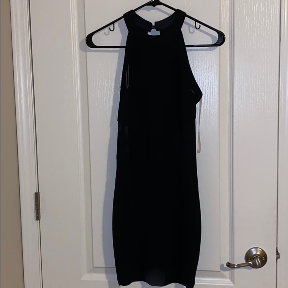 A slim fit black dress